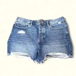 Calvin Klein Vintage SZ 32 high waisted Jean Blue Distressed‎ Denim Shorts